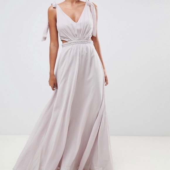 Tie shoulder cut out maxi formal dress - Picture 1 of 4